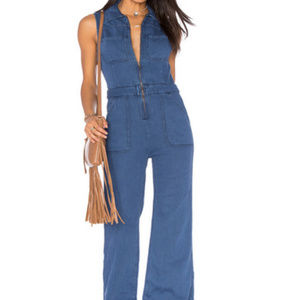 Free People The Wind More Retro Denim Jumpsuit 10